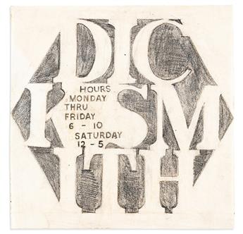 INDIANA, ROBERT. Three graphite drawings, designs for his invitation to the exhibition Premiums: Stephen Durkee, Robert Indiana, and Ri